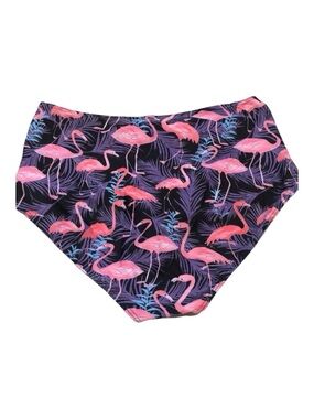 FLAMINGO PRINT BIKINI BOTTOMS BLK PURPLE PINK GREEN SIZE LARGE NEW WITHOUT TAGS